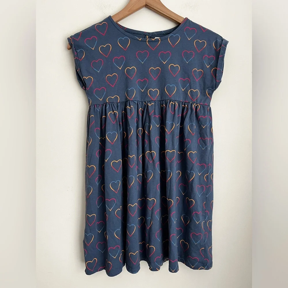 Tea Collection girls short sleeve empire top heart print blue 12